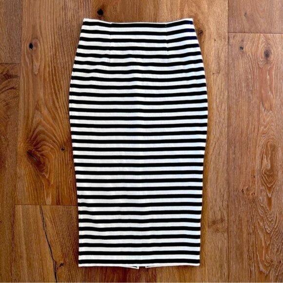 J. Crew Women's Knit Pencil Skirt Navy Blue & White Striped Cotton L7578 SZ 00 - Picture 2 of 13